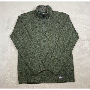 Eddie Bauer Mens Green Quarter-Zip Pullover Sweater M 100% Polyester